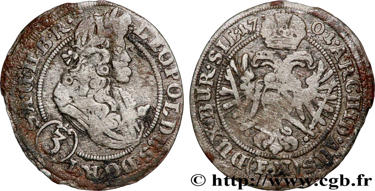 ALLEMAGNE - SILÉSIE 3 Kreuzer Léopold Ier 1701  TB+ 