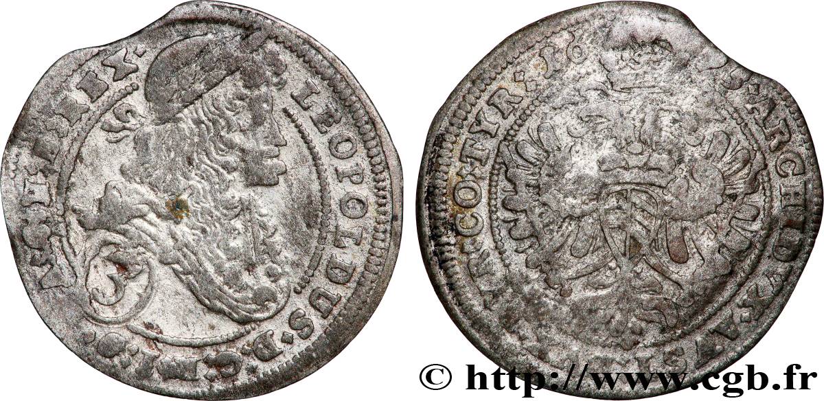 AUTRICHE - LÉOPOLD Ier 3 Kreuzer 1695 Vienne TB 