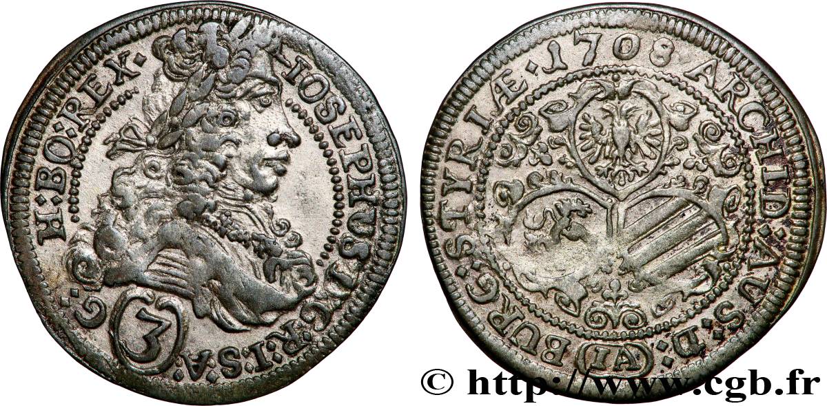 AUTRICHE 3 Kreuzer 1708 Graz TTB 