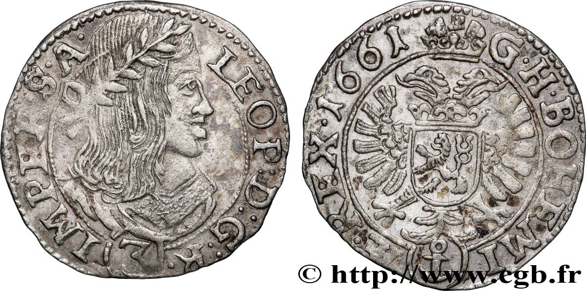 AUTRICHE - BOHÊME - LÉOPOLD Ier 3 Kreuzer 1661 Kuttenberg TTB 