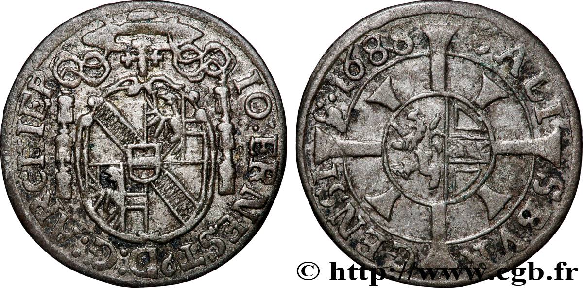 AUTRICHE - ARCHEVÊCHÉ DE SALZBOURG - JEAN-ERNEST DE THUN 1 Kreuzer 1688 Salzbourg TTB 
