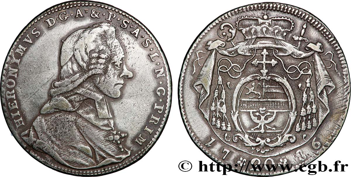 AUTRICHE - ARCHEVÊCHÉ DE SALZBOURG - JÉRÔME COLLOREDO 20 kreutzer 1786 Salzbourg TTB 