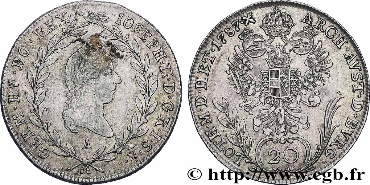 ÖSTERREICH 20 Kreuzer Joseph II 1781 Vienne SS 