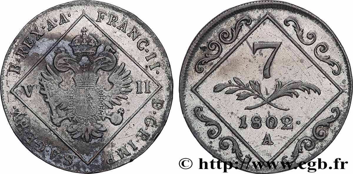AUTRICHE 7 Kreuzer 1802 Vienne TTB 