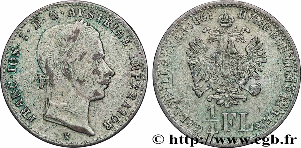 AUTRICHE 1/4 Florin François-Joseph 1861 Vienne TB+ 