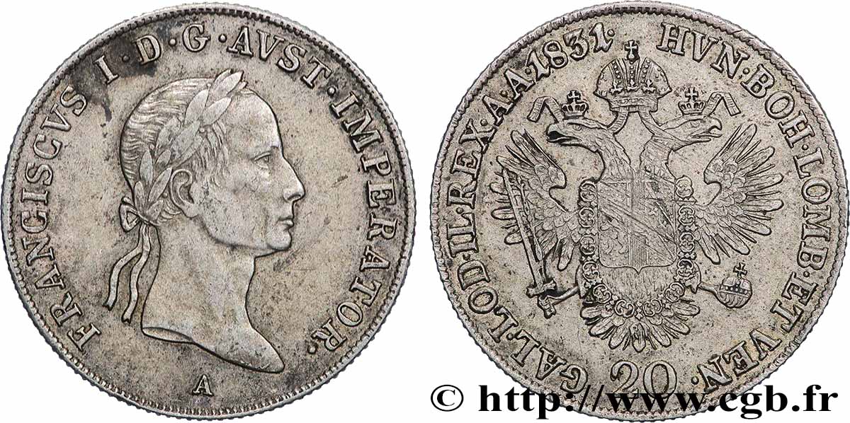AUTRICHE 20 Kreuzer François Ier 1831 Vienne TTB 