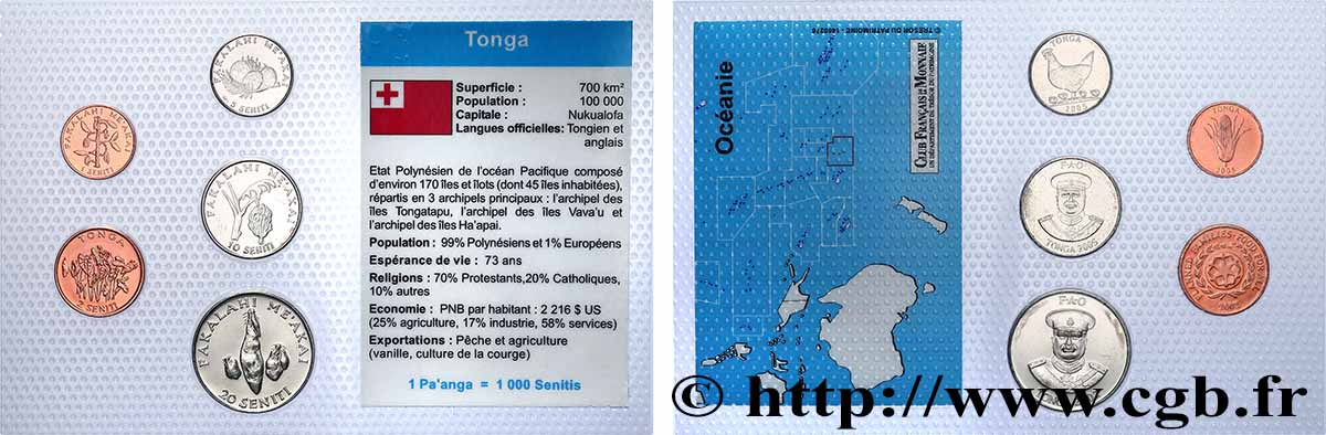 TONGA Lot 5 monnaies 2002-2005  SPL 