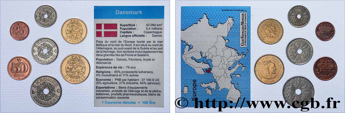 DINAMARCA Lot 7 monnaies 2007-2008  MS 