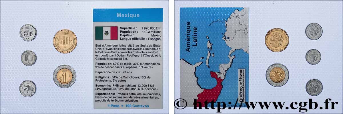 MEXICO Lot 5 monnaies 2002-2009  MS 