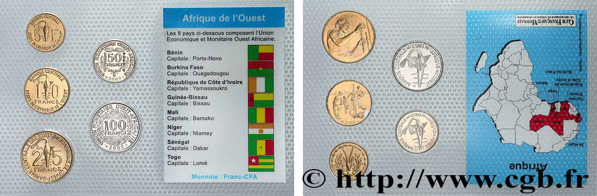 ÉTATS DE L&nbsp;AFRIQUE DE L&nbsp;OUEST (BCEAO) Lot 5 monnaies 2004-2005  SPL 
