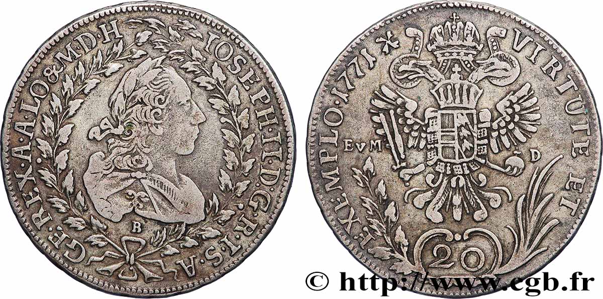 AUTRICHE 20 Kreuzer Joseph II 1771 Kremnitz TTB 