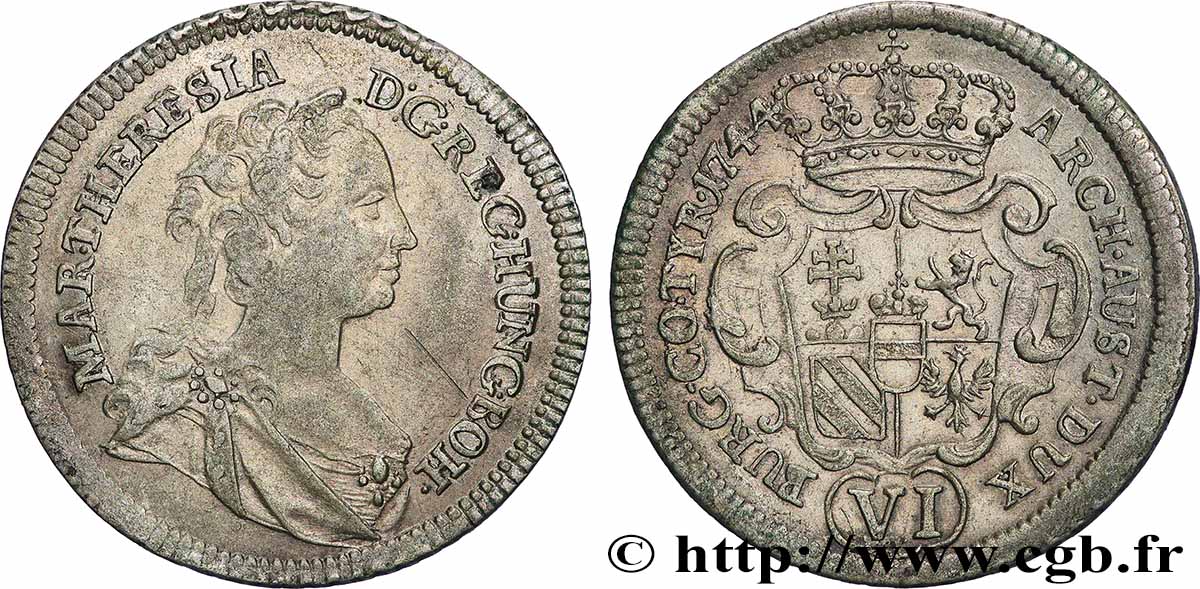 AUSTRIA 6 Kreuzer Marie Thérèse 1744 Hall AU 