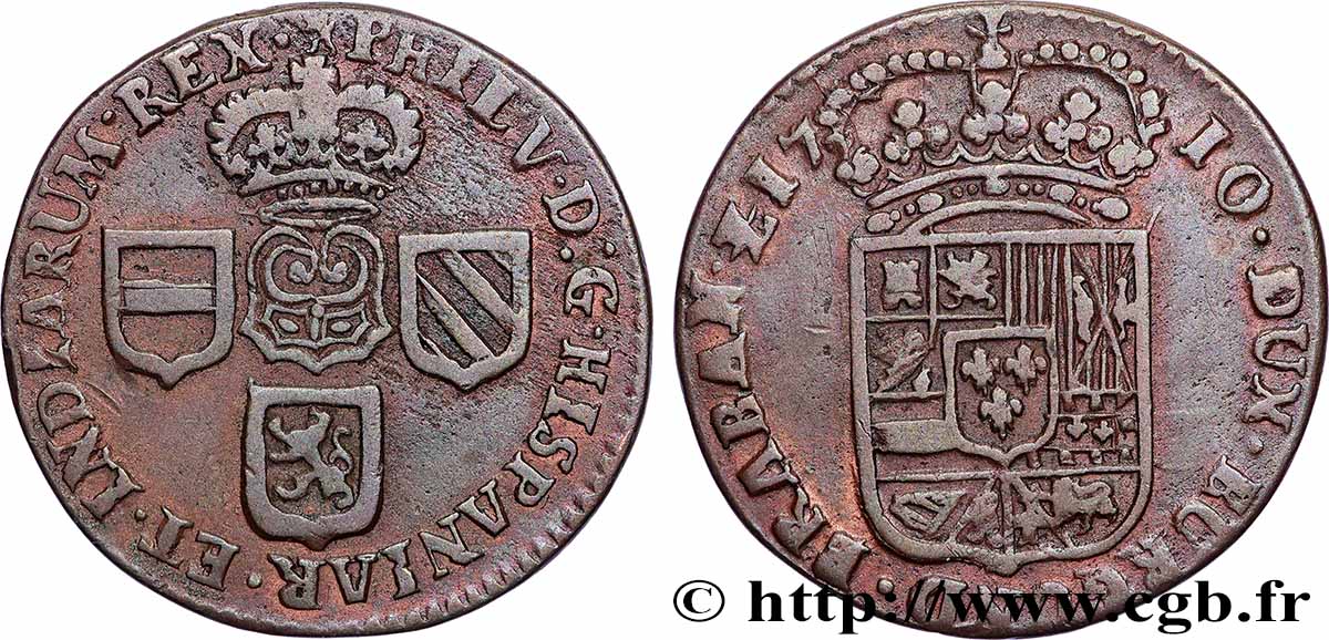 PAYS-BAS ESPAGNOLS - NAMUR - PHILIPPE V DE BOURBON Liard 1710 Namur TTB+ 