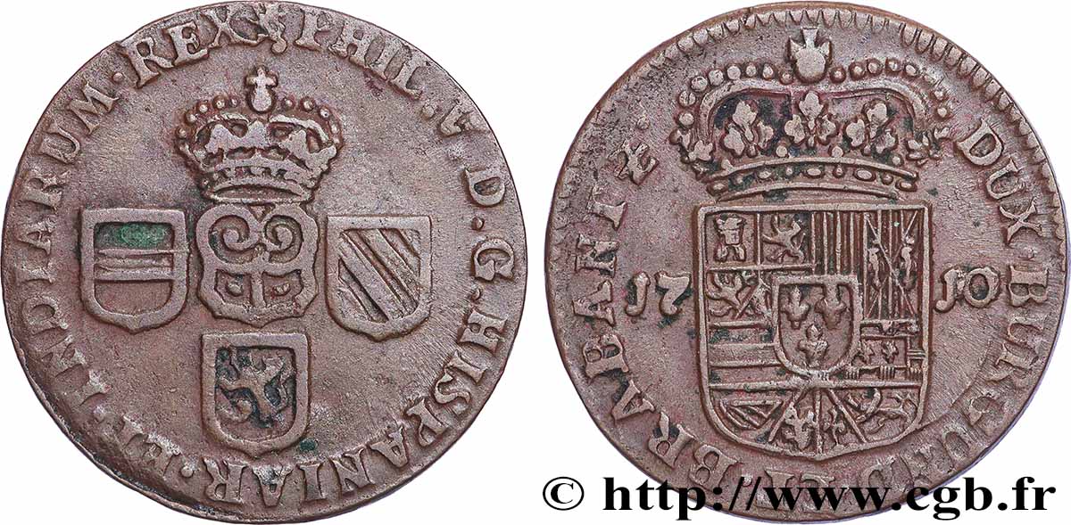 PAYS-BAS ESPAGNOLS - NAMUR - PHILIPPE V DE BOURBON Liard 1710 Namur TTB 