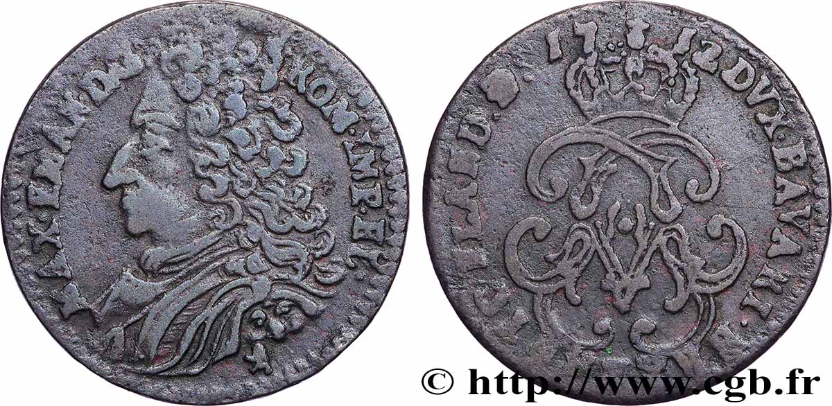 BELGIQUE - NAMUR 1 Liard Duché de Namur Maximilien Emmanuel de Bavière 1712 Namur TTB 