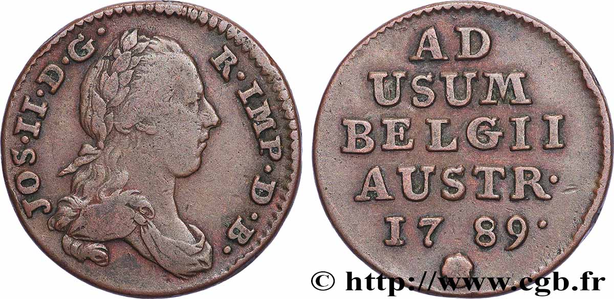 BELGIQUE - PAYS-BAS AUTRICHIENS 1 Liard Joseph II 1789 Bruxelles TTB 