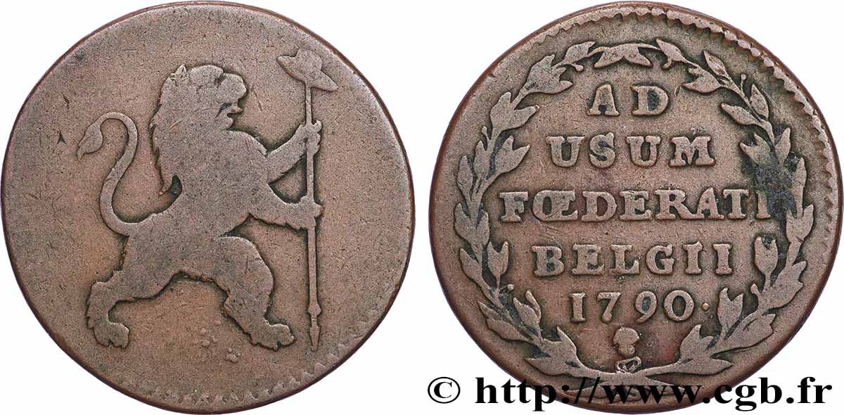 BELGIQUE - ÉTATS BELGIQUES UNIS 2 Liards Insurrection de 1790 1790 Bruxelles TB+ 