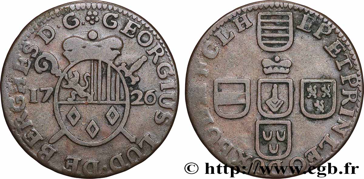 BELGIQUE - PRINCIPAUTÉ ÉPISCOPALE DE LIÈGE 1 Liard Georges Louis de Berghes 1726  TTB 