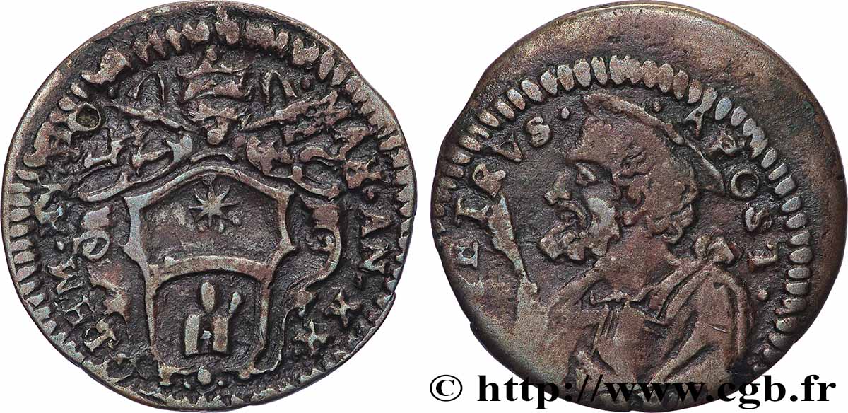 ETATS DU PAPE - CLEMENT XI. Gianfrancesco Albani Quattrino  (1730-1740) Rome TTB 