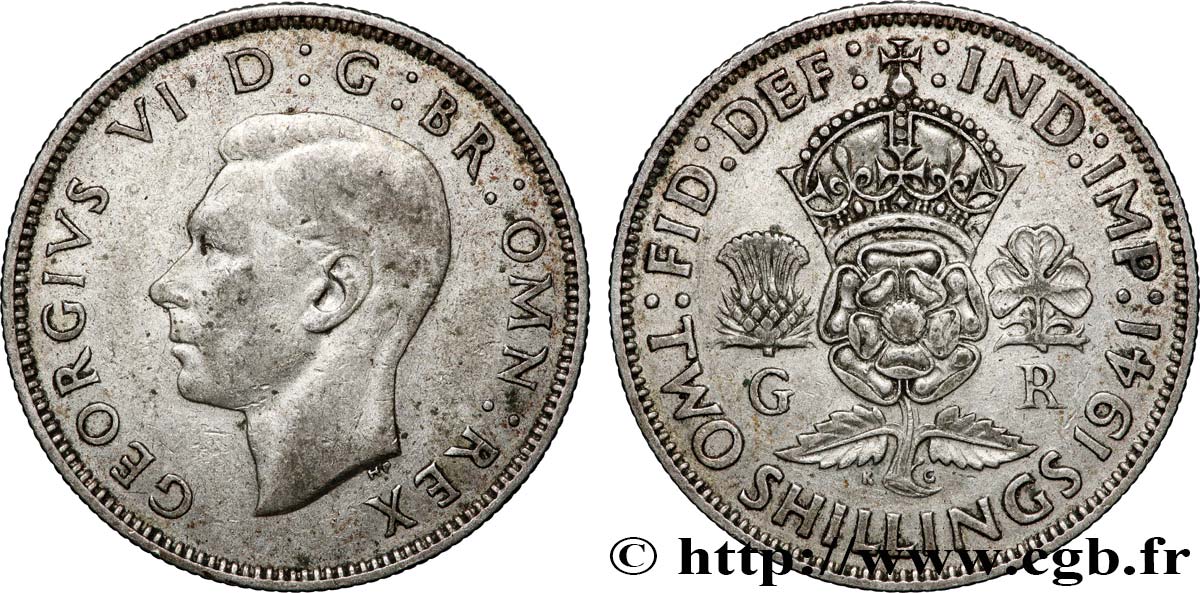 ROYAUME-UNI 1 Florin (2 Shillings) Georges VI 1941 Londres TTB 