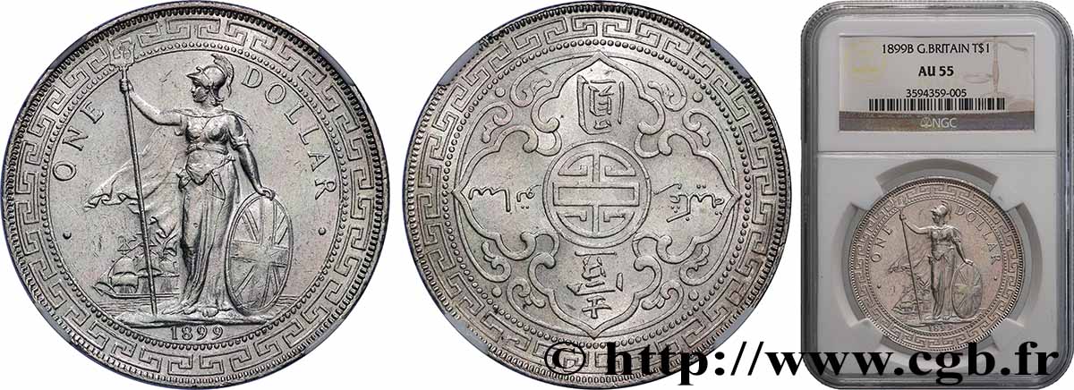 GRANDE BRETAGNE - VICTORIA Trade dollar 1899 Bombay SUP55 NGC