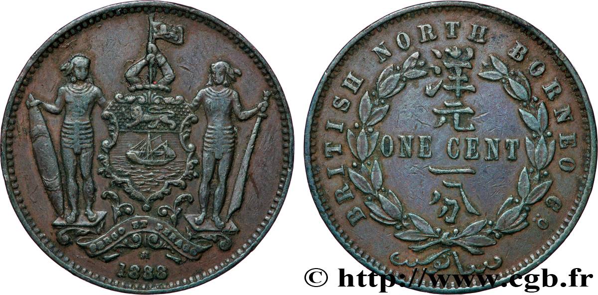 MALAISIE - BORNÉO DU NORD BRITANNIQUE 1 Cent 1888 Heaton TTB+ 