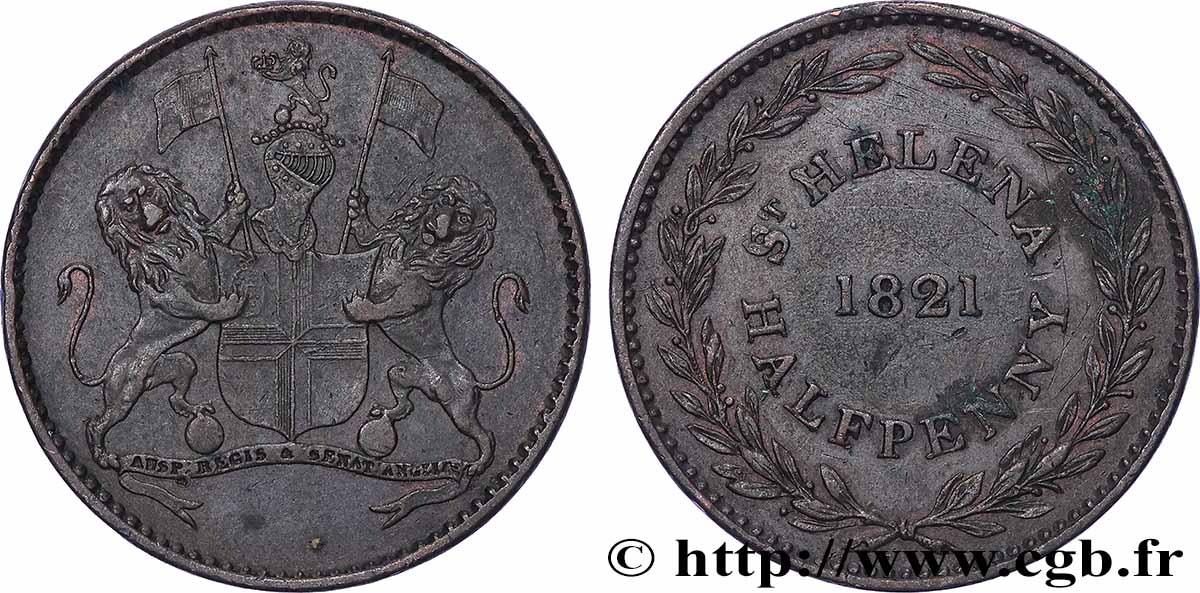 SAINTE HÉLÈNE 1/2 Penny 1821  TTB 