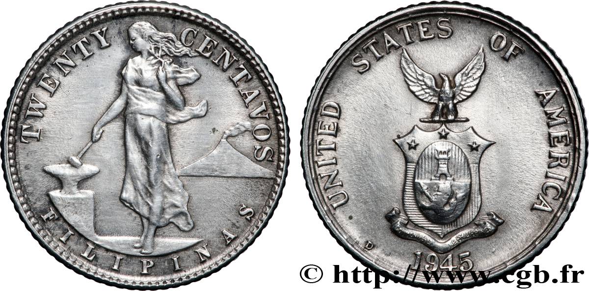 PHILIPPINES 20 Centavos - Administration Américaine 1945 Denver SUP 