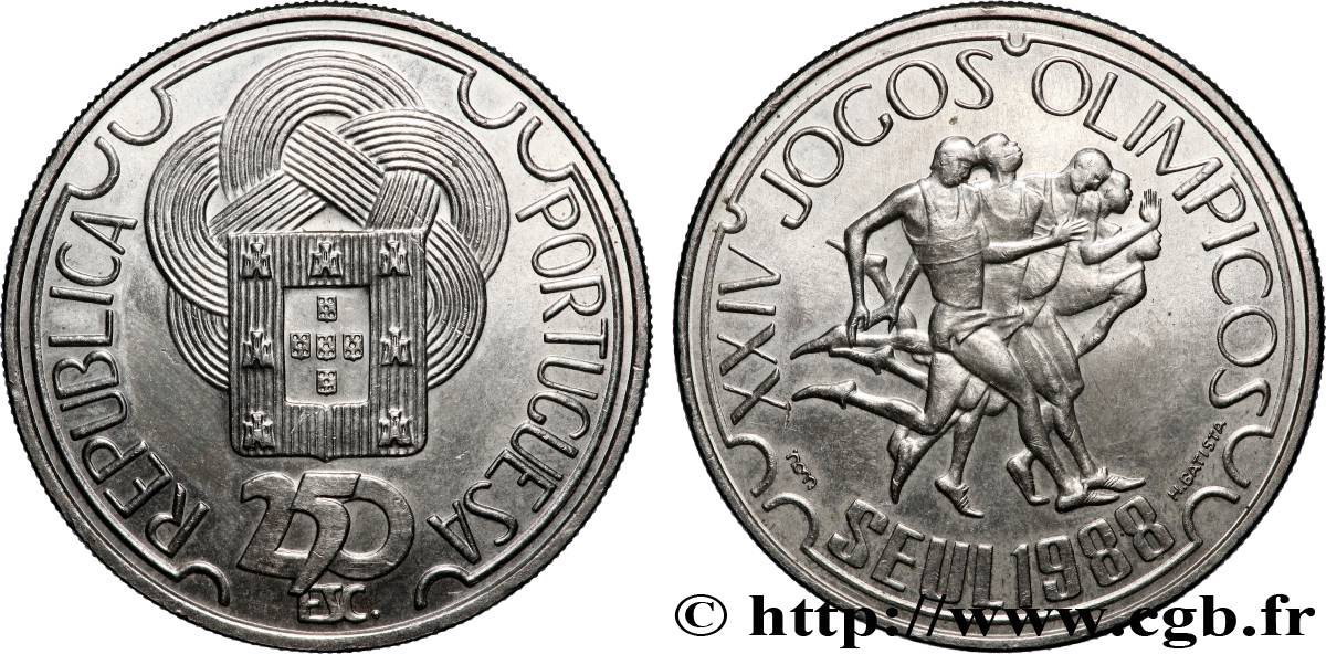 PORTUGAL 250 Escudos J.O de Séoul, coureurs 1988 Lisbonne AU 