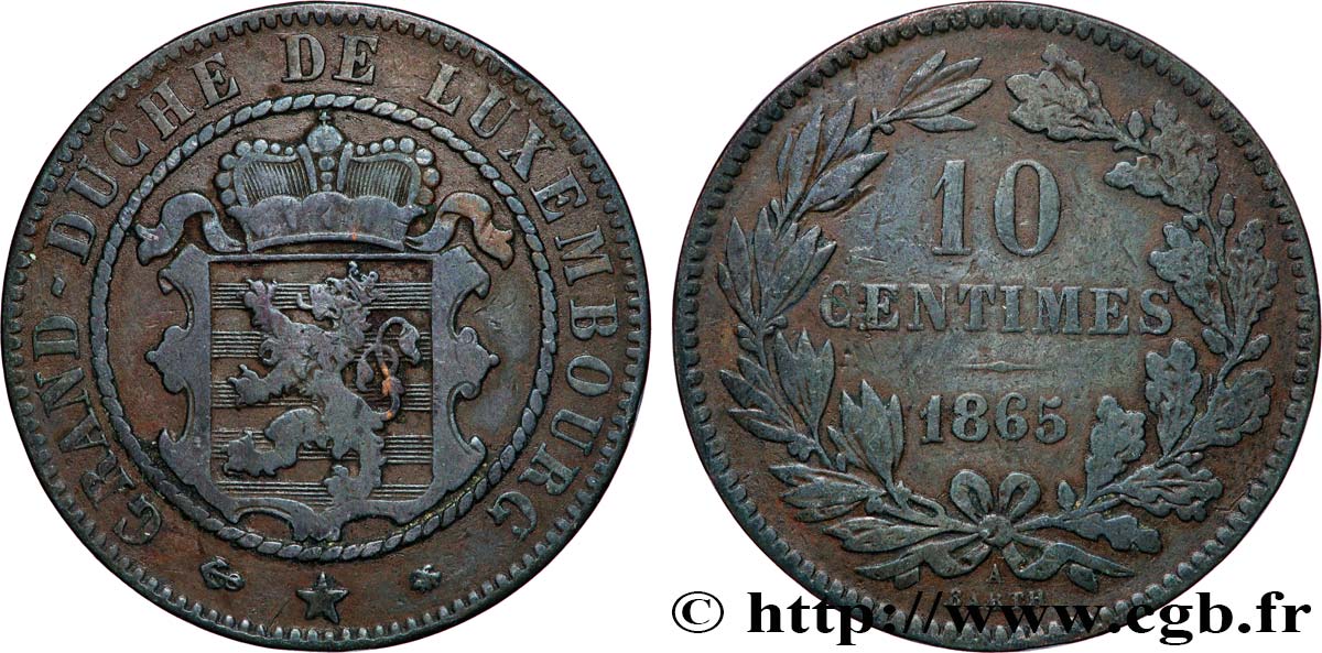 LUXEMBOURG 10 Centimes 1865 Paris TB+ 