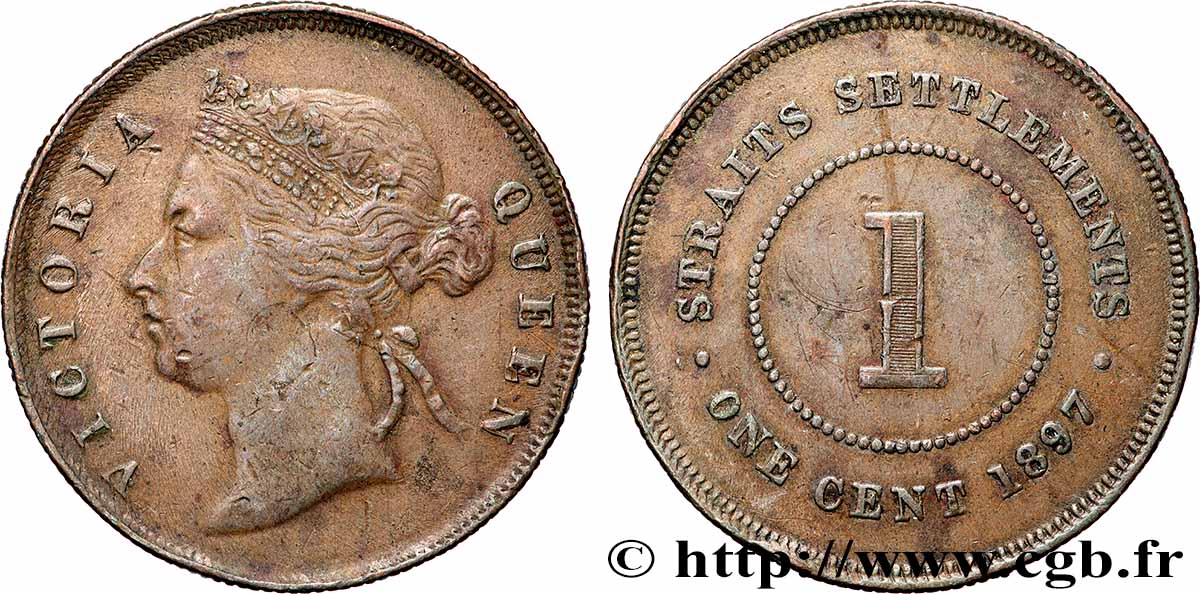 MALAISIE - ÉTABLISSEMENTS DES DÉTROITS 1 Cent Straits Settlements Victoria 1897  TB+ 