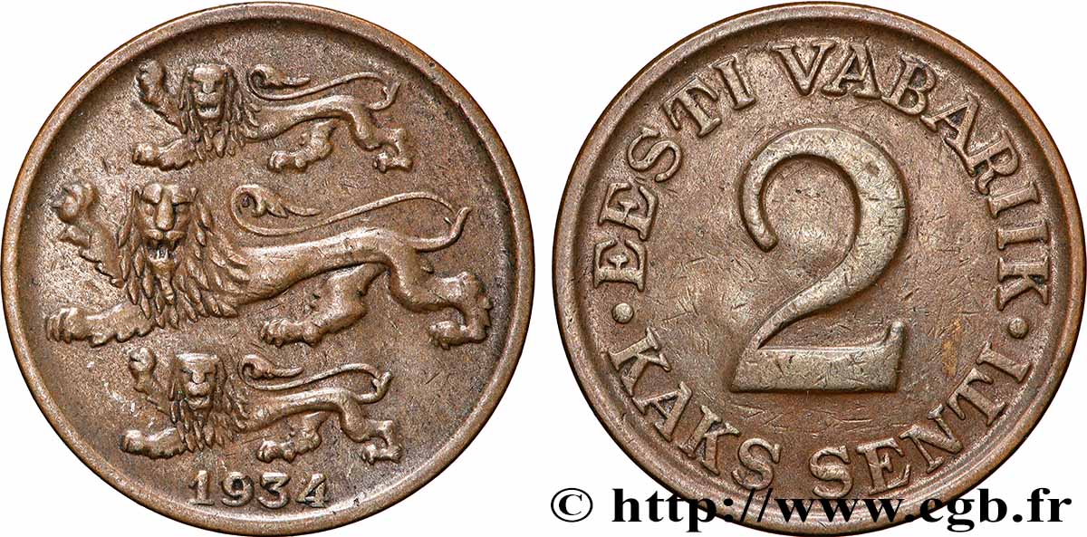ESTONIA 2 Senti 1934  AU 