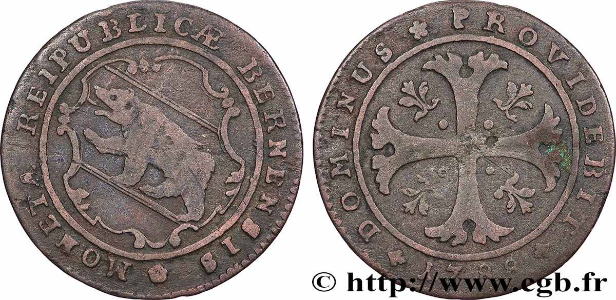 SUISSE - CANTON DE BERNE 1/2 Batzen 1788  TB+ 