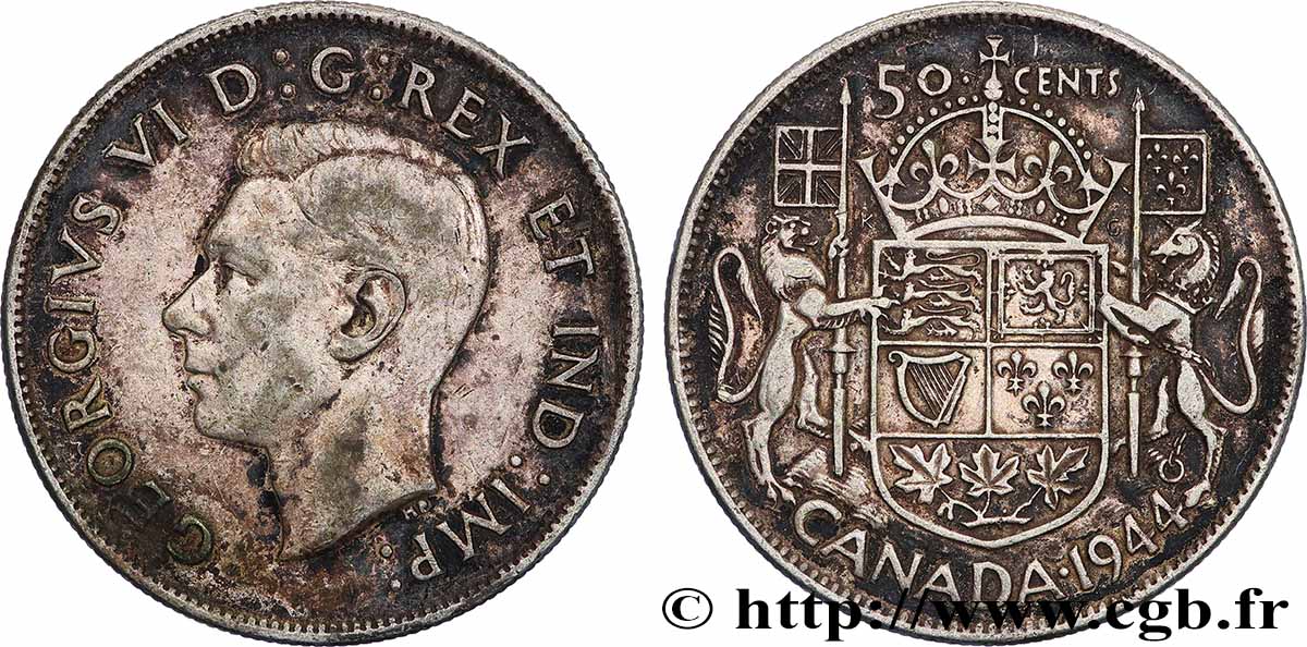CANADA 50 Cents Georges VI 1944 Ottawa XF 