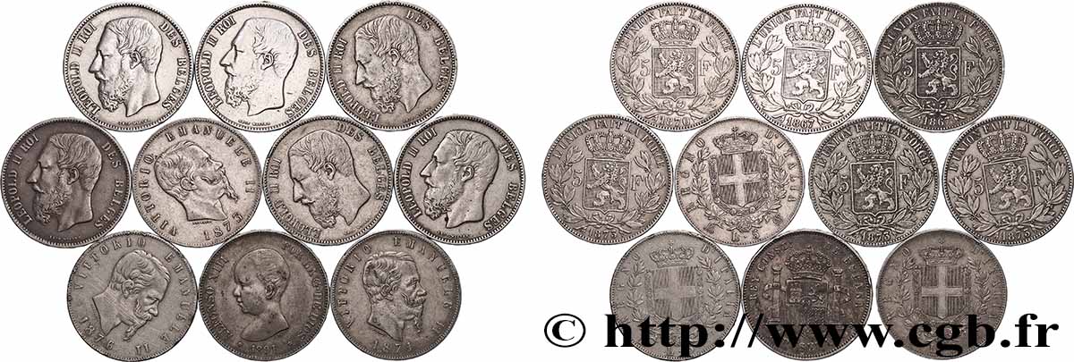 SILBER-INVESTMENT Lot de 10 écus de 5 Francs Union Latine n.d.  S 