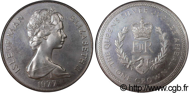 ISOLA DI MAN 1 Crown Elisabeth II, jubilé d’argent 1977  SPL 