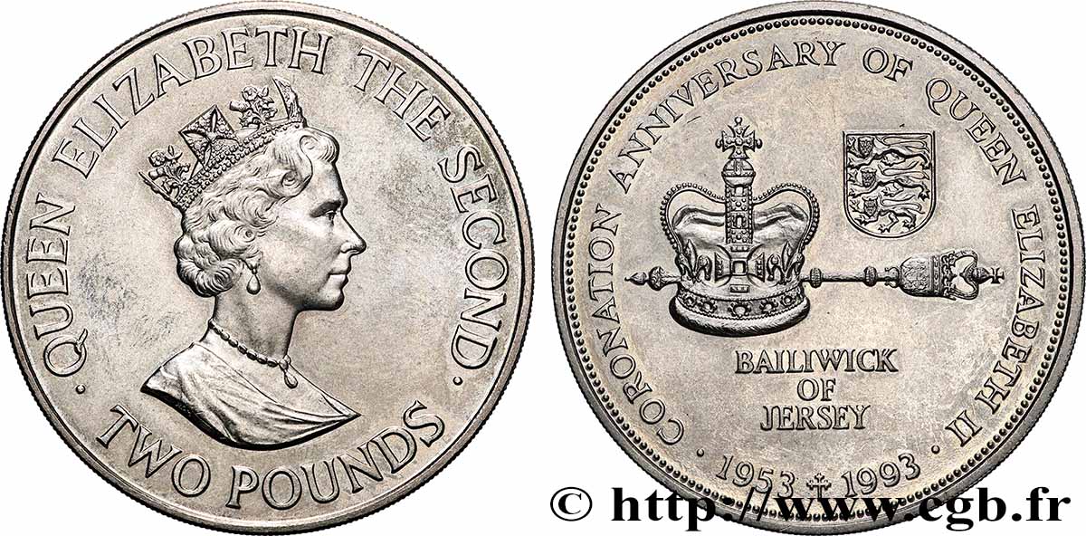 JERSEY 2 Pounds Jubilée 1993  SUP 