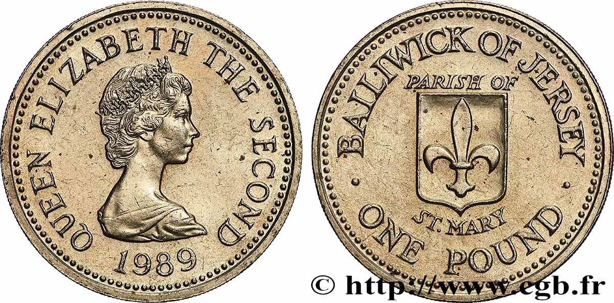 JERSEY 1 Pound (1 Livre) Saint-Jean 1989 Llantrisant AU 
