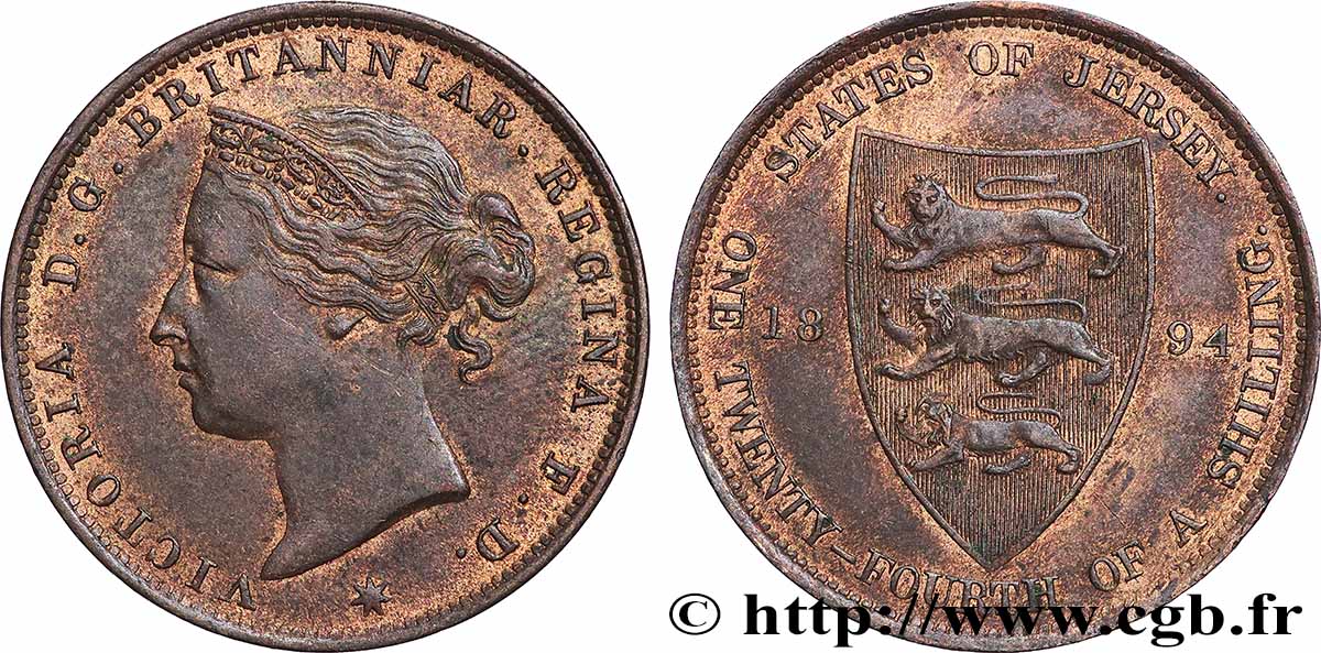 JERSEY - ÎLE DE JERSEY - VICTORIA 1/24 Shilling 1894 Londres TTB+ 