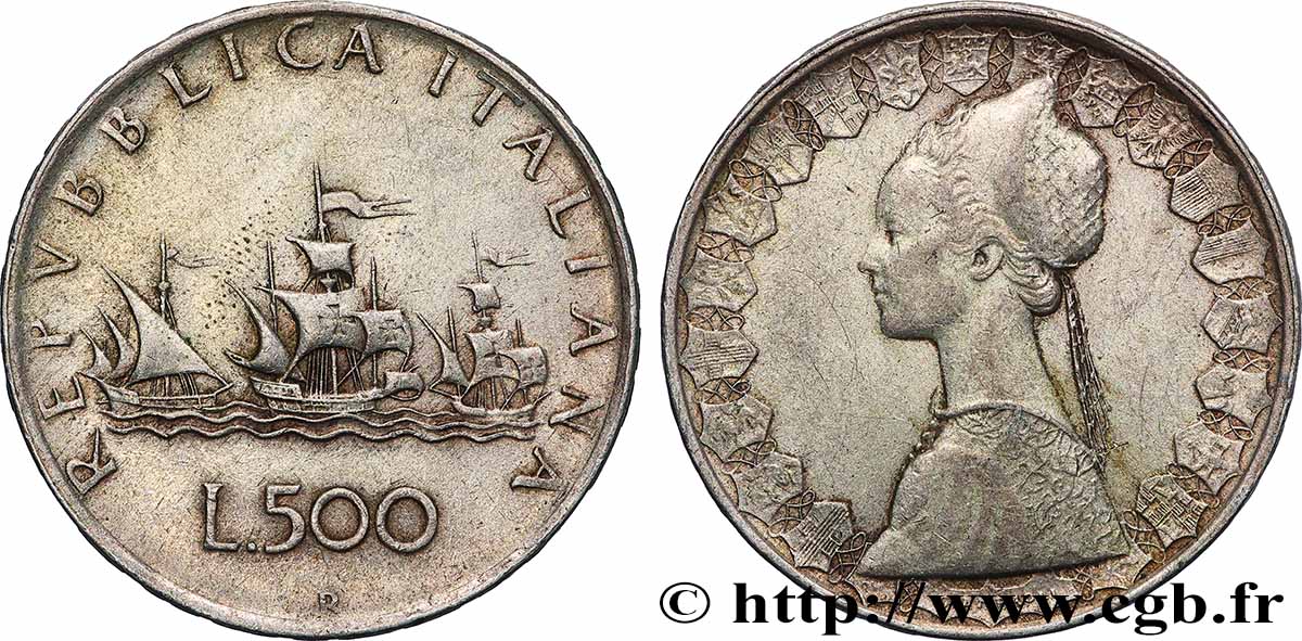 ITALIE 500 Lire “caravelles” 1960 Rome TTB+ 