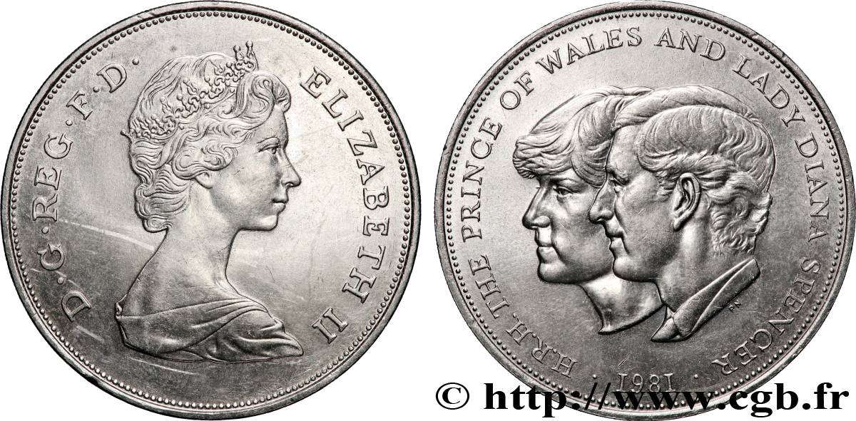 ROYAUME-UNI 1 Crown mariage du Prince de Galles et de Lady Diana Spencer 1981 Londres SUP 