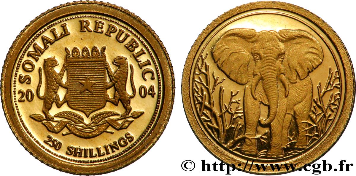 SOMALIE 250 Shillings Proof Éléphant 2004  FDC 