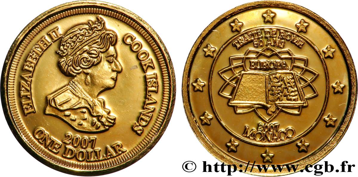 ÎLES COOK  1 Dollar Proof TRAITÉ DE ROME 2007  FDC 