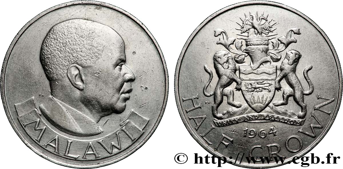 MALAWI 1/2 Crown Proof Hastings Kamuzu Banda 1964  SUP 