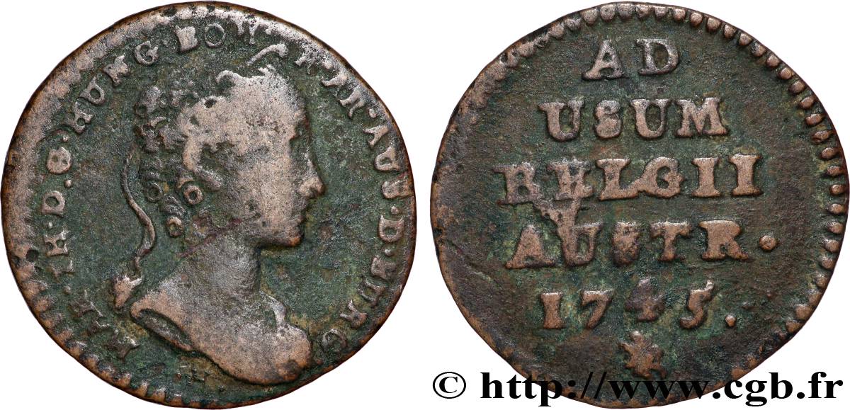 BELGIQUE - PAYS-BAS AUTRICHIENS 1 Liard Marie-Thérèse 1745 Bruges TB 