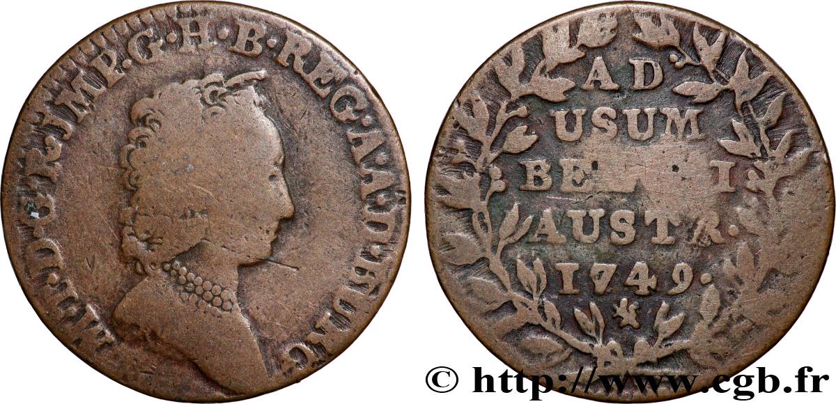 BELGIQUE - PAYS-BAS AUTRICHIENS 2 Liards Marie-Thérèse 1749 Bruges TB 