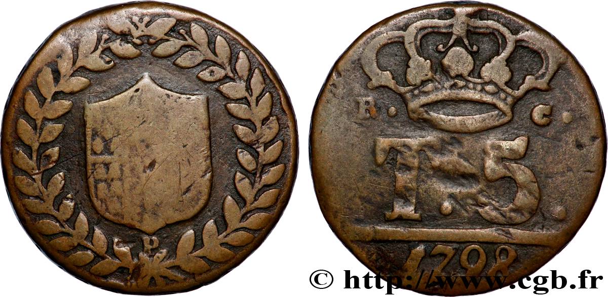 ITALIE - ROYAUME DE NAPLES 5 Tornesi 1798  TB+ 