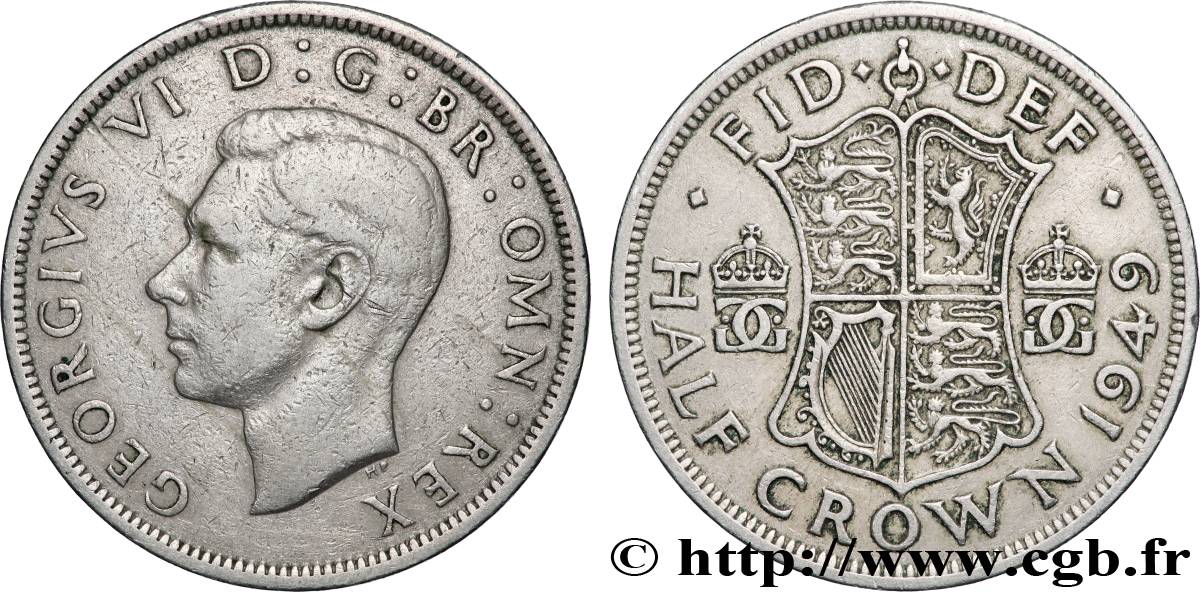 UNITED KINGDOM 1/2 Crown Georges VI 1949 Londres XF 