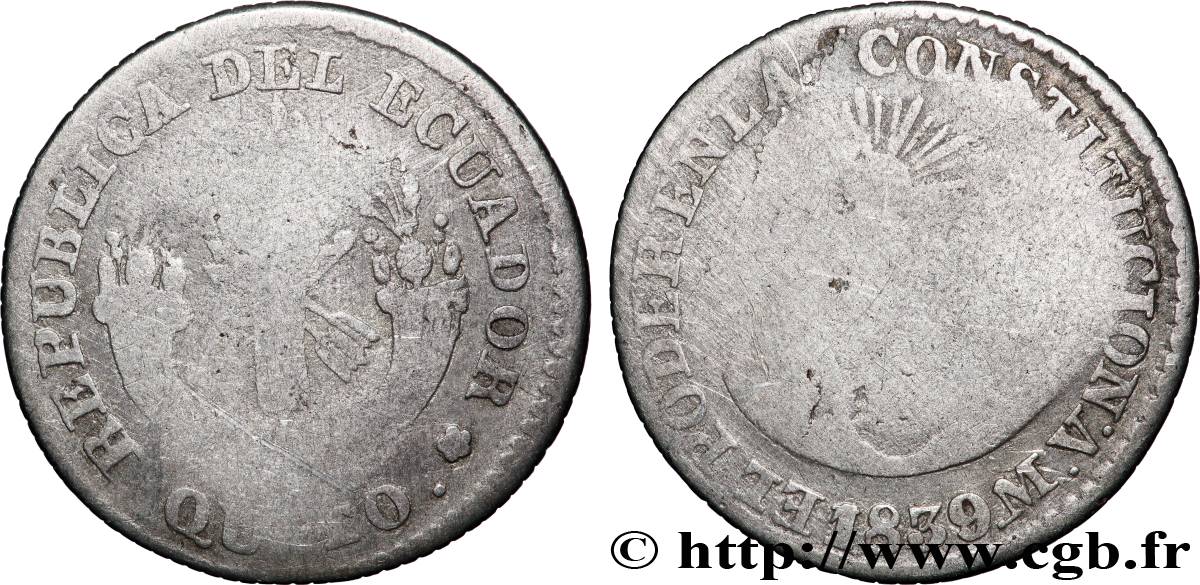 ÉQUATEUR 2 Reales 1849 Quito TB 