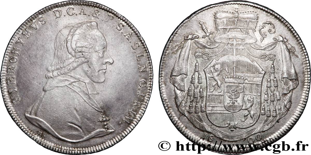 AUTRICHE - ARCHEVÊCHÉ DE SALZBOURG - JÉRÔME COLLOREDO Thaler 1800 Salzbourg TTB+ 